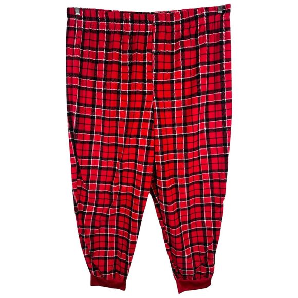 Pjs and Pancakes Plus Sz 3X Pajama Pants Sleepwear Red Plaid Fleece Elastic 1390 - Picture 1 of 8